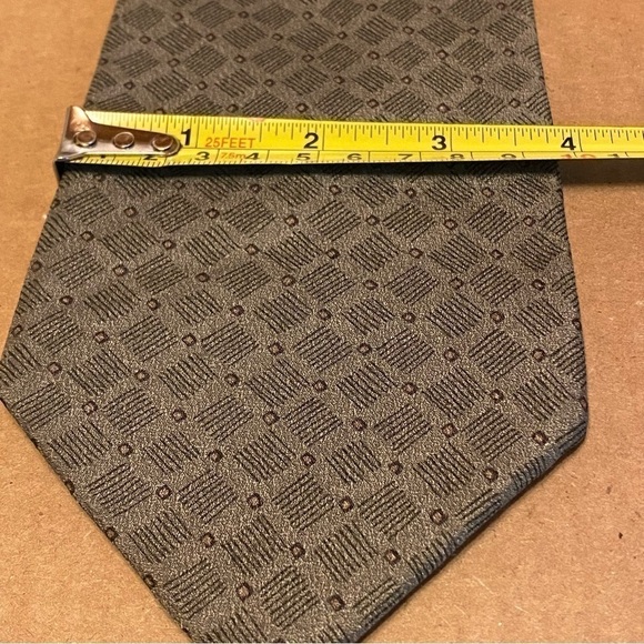 KETCH Mens Green Geometric Silk Tie Necktie - Picture 5 of 5